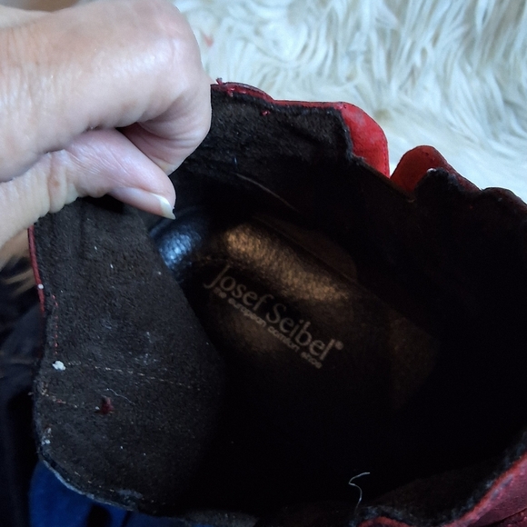 Josef Seibel European Red Leather Side Zip Booties 38/ 7 - 7.5 - Picture 10 of 16
